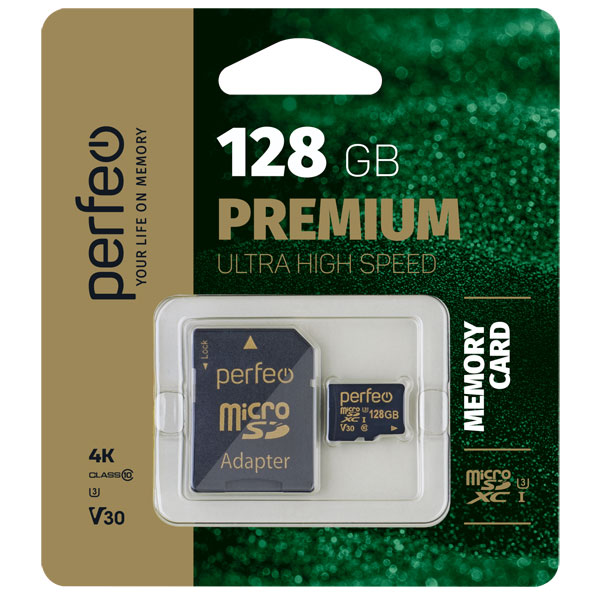 фото Карта памяти perfeo high-capacity microsdxc (class 10) uhs-1 v30 128gb