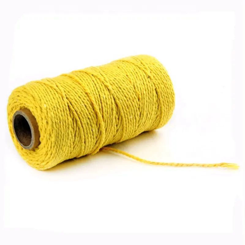 Шпагат хлопковый Kraftcom, 2мм х 50м (6шт), цвет - желтый / шпагат для вязания