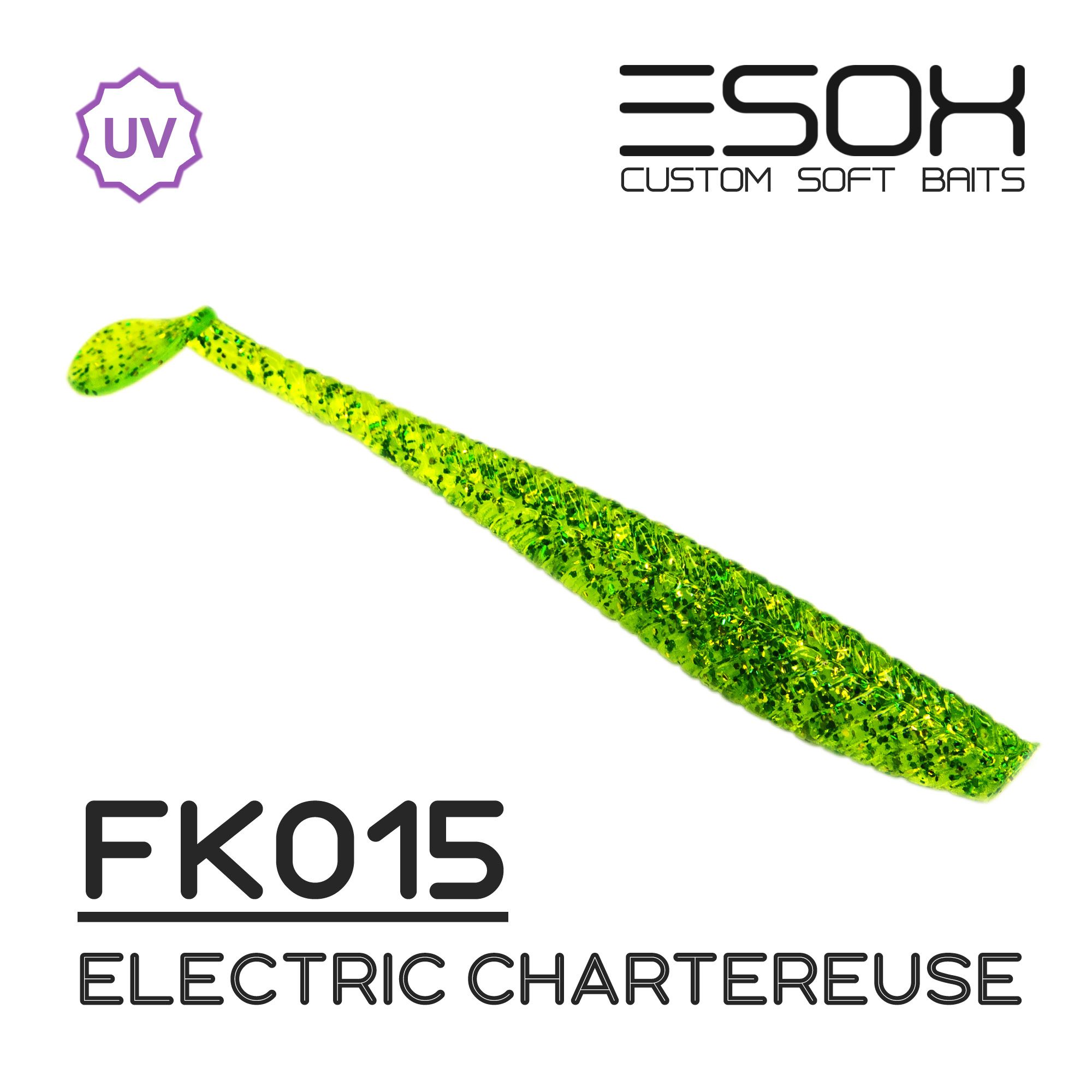 Силиконовая приманка Esox Tratta 106 мм цвет fk015 Electric Chartreuse 4 шт