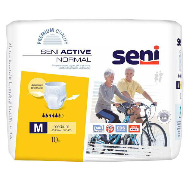 Трусы впитывающие для взрослых, Seni ACTIVE NORMAL medium, по 10 шт