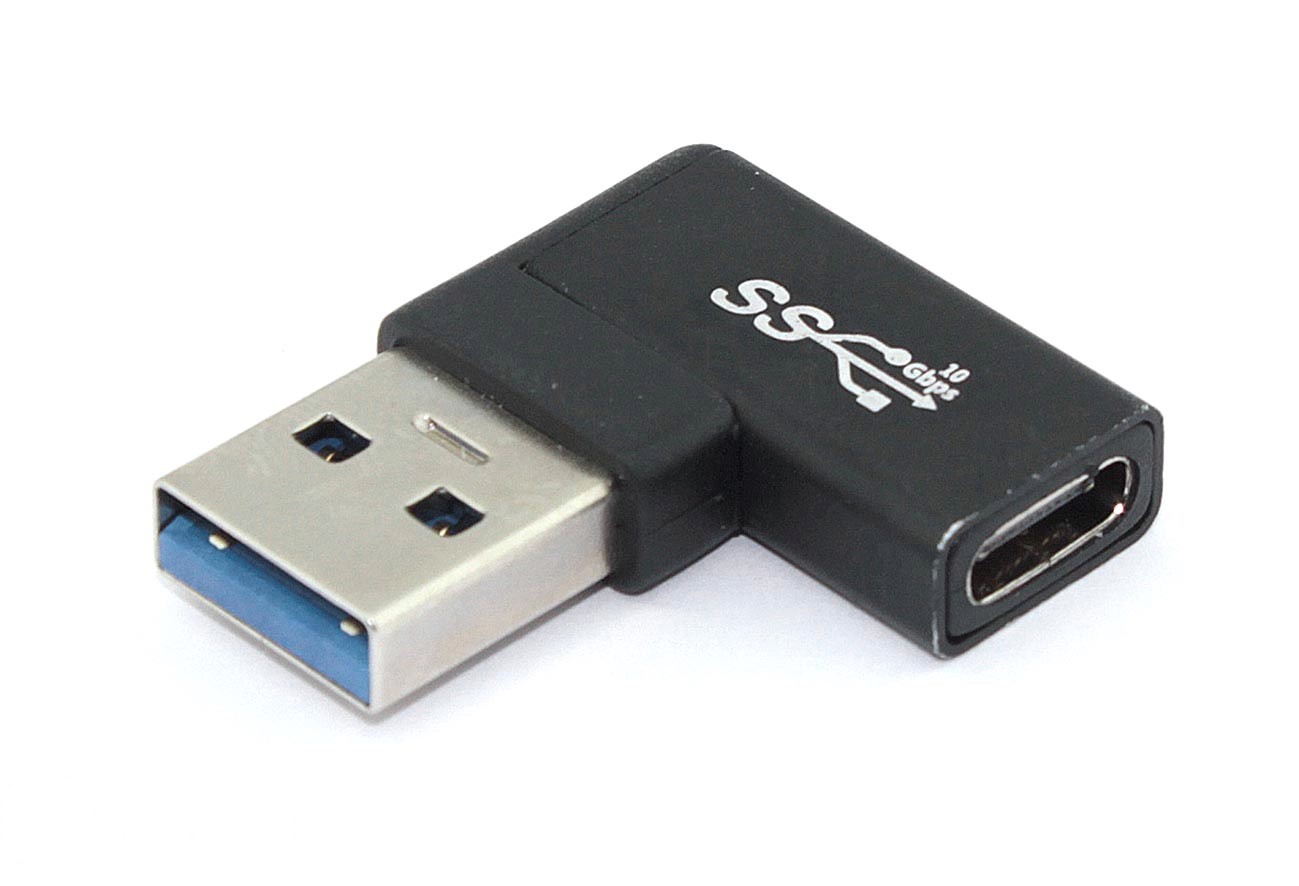 Переходник USB Type A папа на Type-C мама угловой