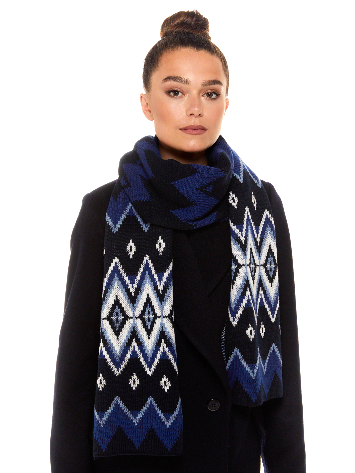 

Шарф женский Scandica Zigzag темно-синий ONE SIZE, 810SCAW