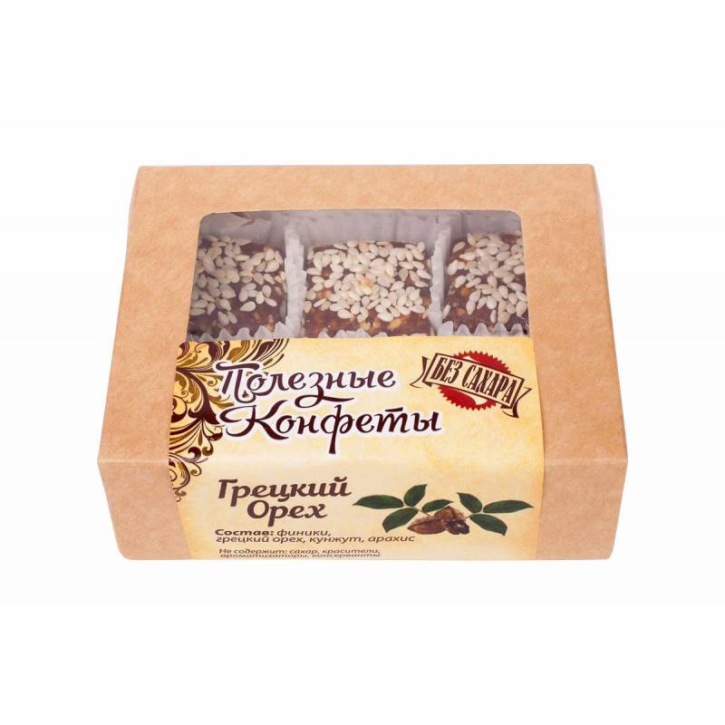 фото Конфеты полезные грецкий орех (б/сахара), 100гр русские традиции 1372333