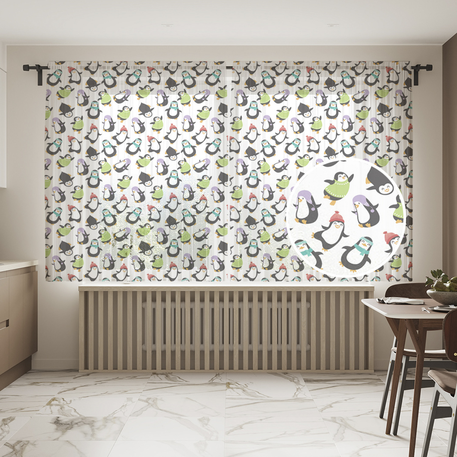 

Шторы и тюль tul_59064_145x180 Веселые пингвины JoyArty, Веселые пингвины