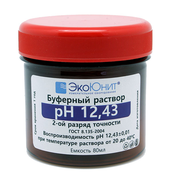 Калибровочный буферный раствор pH 12.43 для pH метров