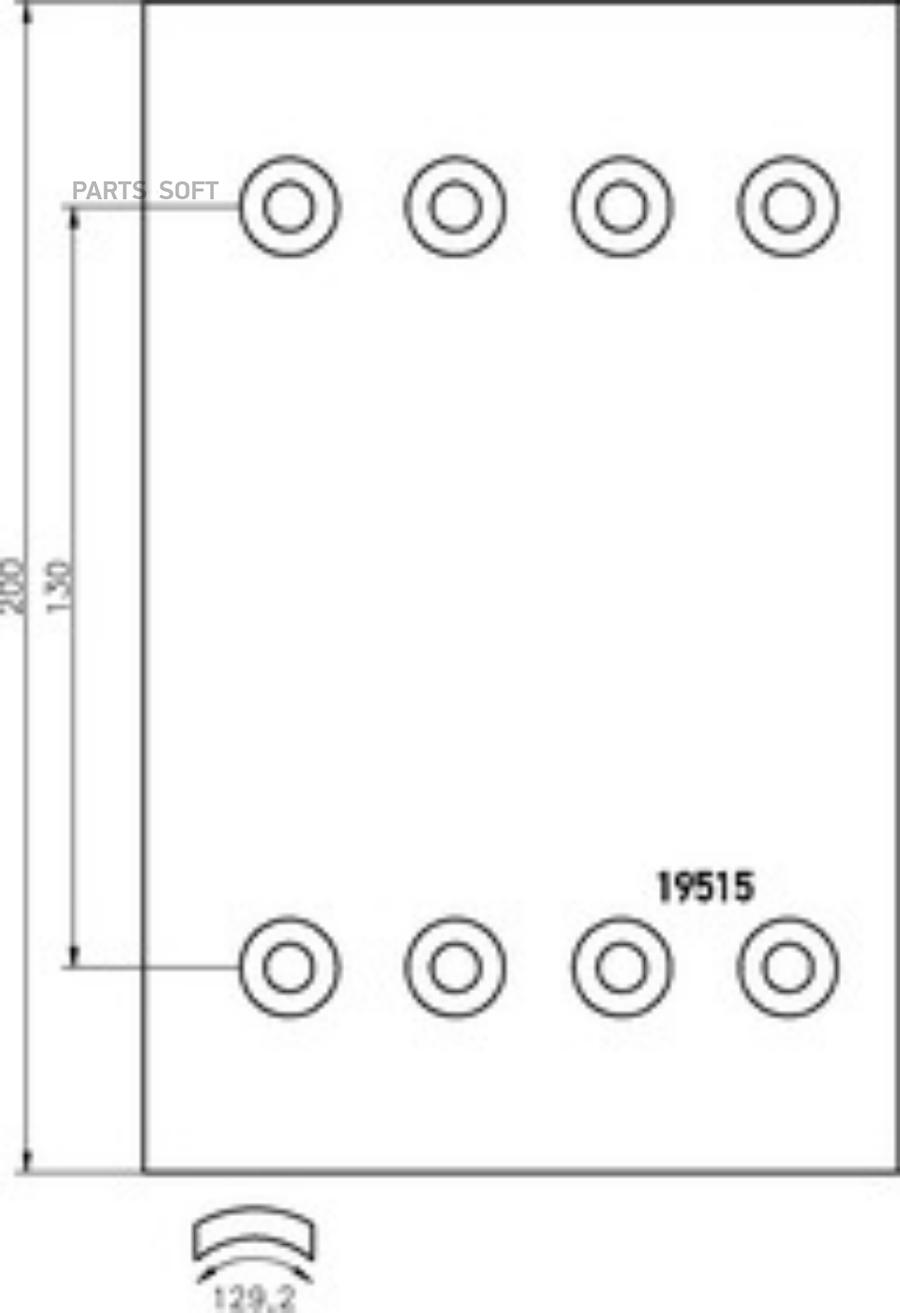 

Накладки торм. STD 19515 19.5-8.4 (300x200) (93252 8x18 64) \Kassbohrer,SAF 1шт