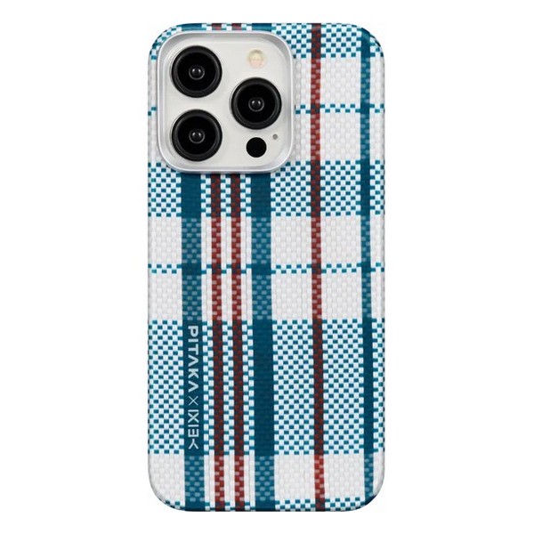 Чехол Pitaka MagEZ Case 4 для iPhone 15 Pro Max (Red/White/Blue Lines) Blue (KI1504PRWB) синий