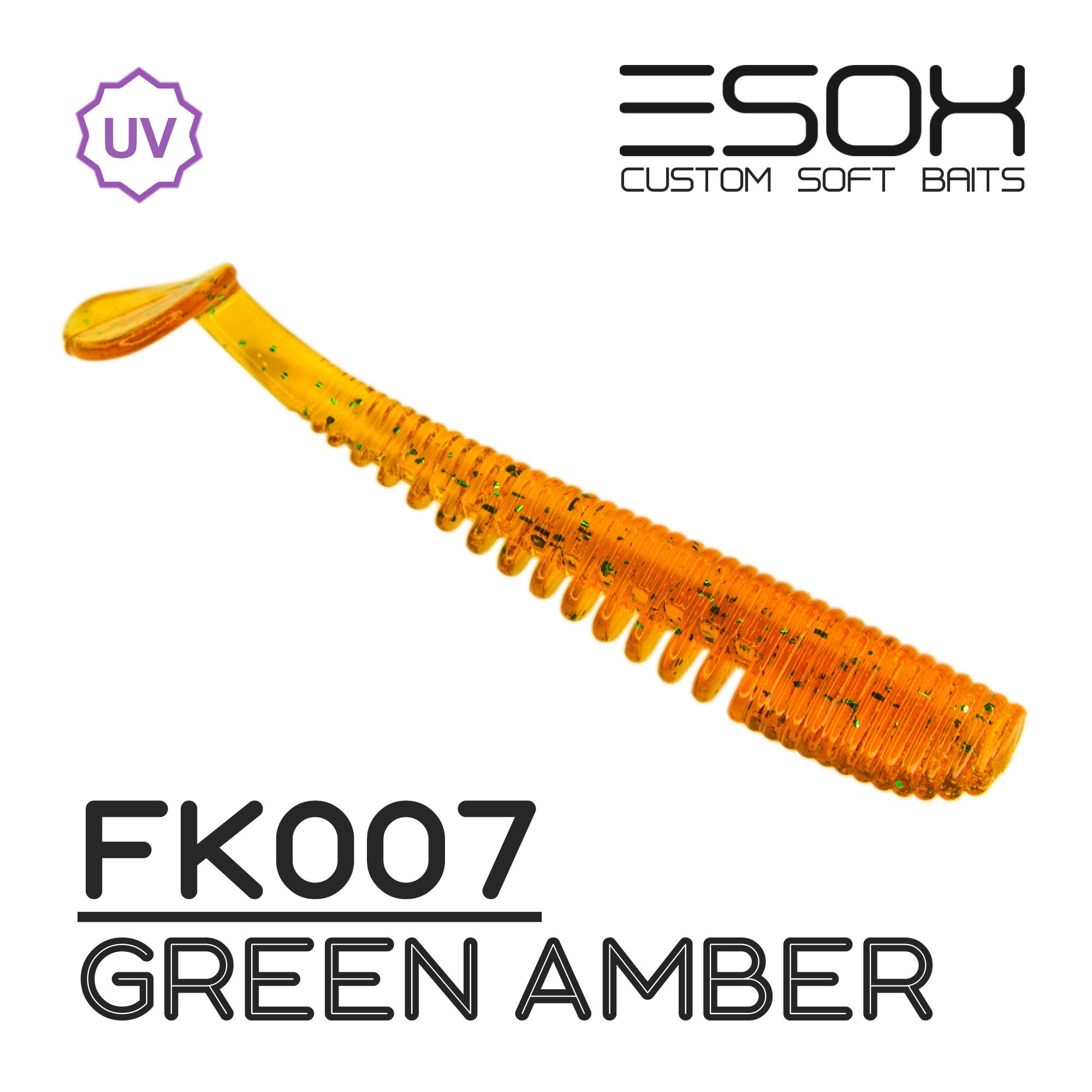 

Силиконовая приманка Esox Awanura 89 мм цвет fk007 Green Amber 6 шт, Разноцветный, Awanura