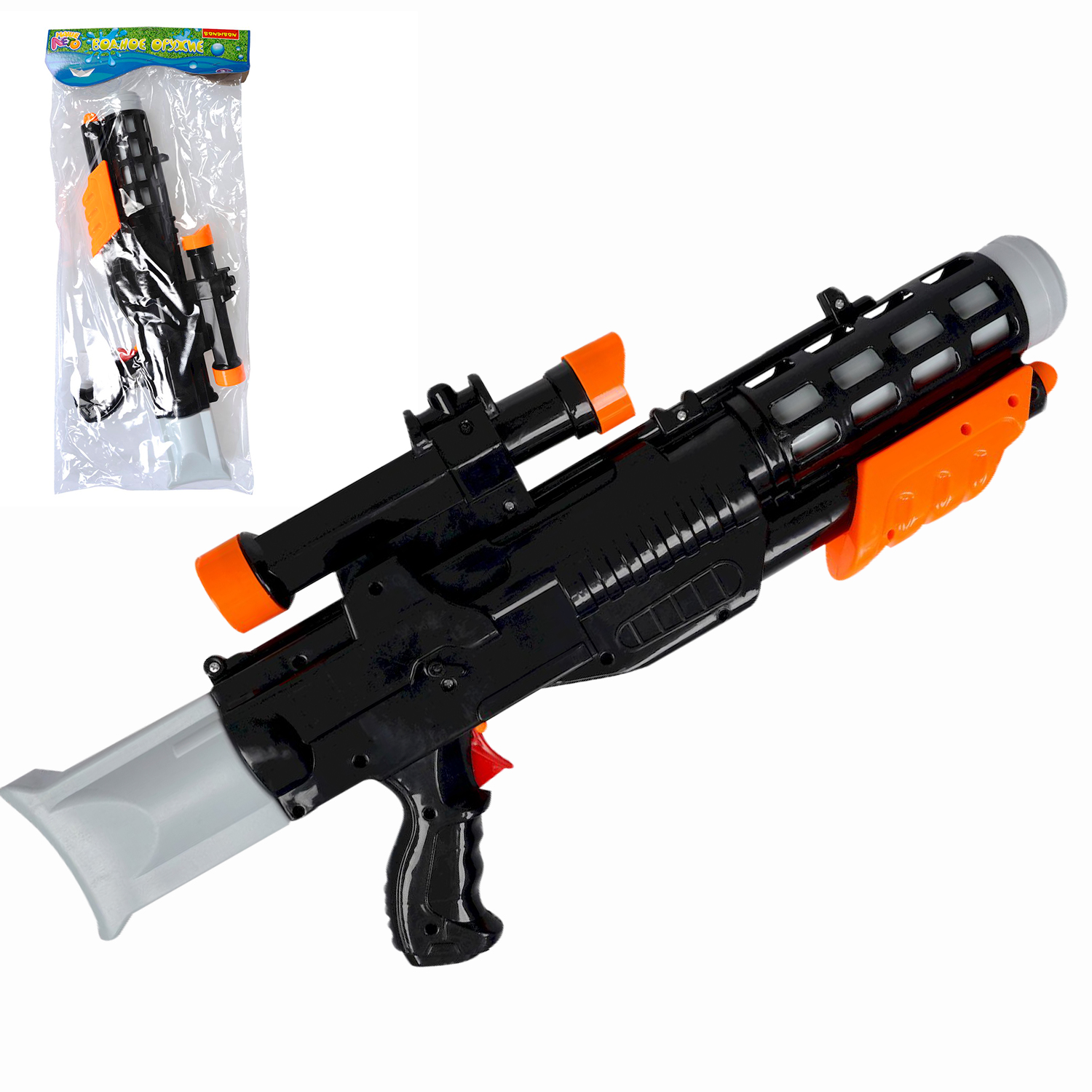 Водный пистолет игрушечный с помпой Bondibon Наше Лето, чёрный, ВВ5801