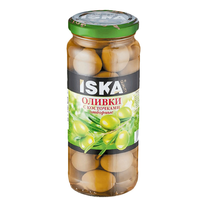 

Оливки Iska зеленые с косточкой 340 г