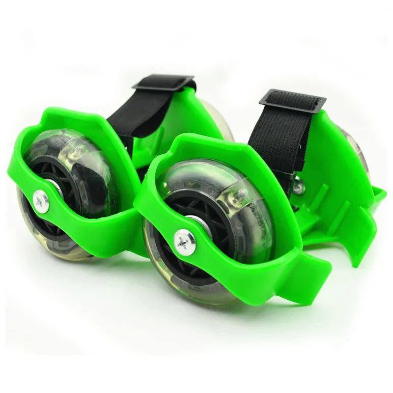 фото Ролики на обувь со светящимися колесами, зелёные а1100261з nobrand