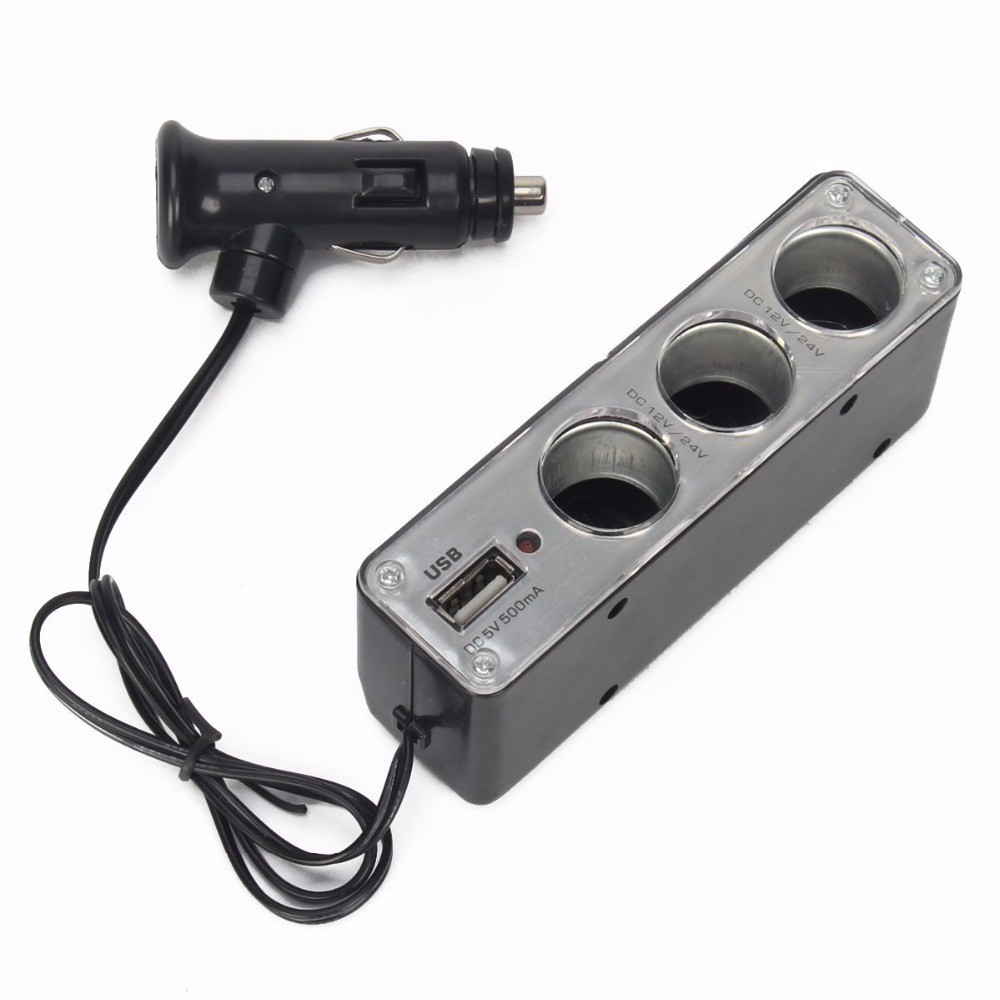 

Прямоугольный авторазветвитель прикуривателя на 3 гнезда 12-31v + usb Lighted 12-31V and u