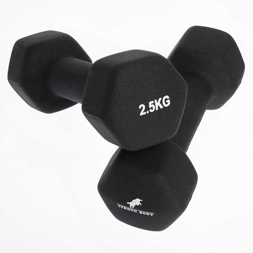 Гантели неопреновые STRONG BODY 2.5 кг 2 шт, черные