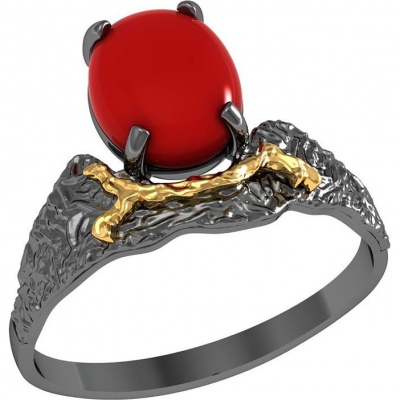 

Кольцо из серебра с кораллом р. 19 ПРИВОЛЖСКИЙ ЮВЕЛИР 297777-KR, 297777-KR