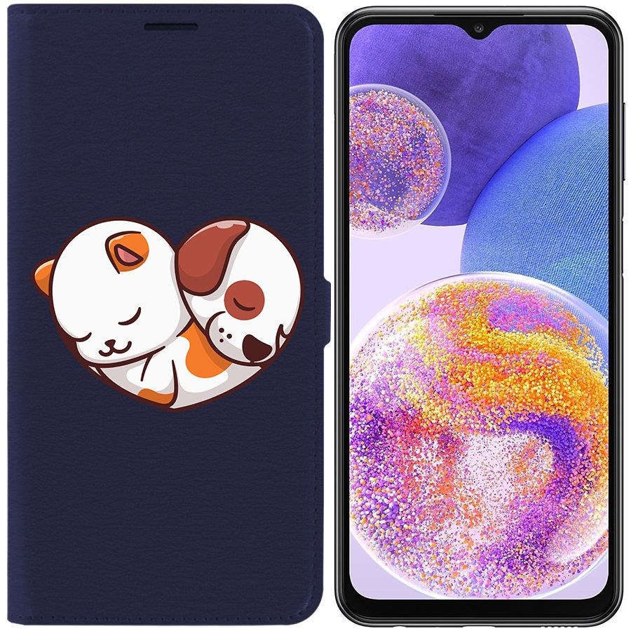 Чехол-книжка Eco Book для Samsung Galaxy A23 (A235) Котёнок и Щенок
