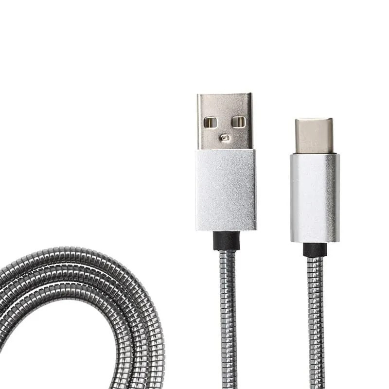 

Шнур Rexant, USB 3.1 Type-C (male)-USB 2.0 (male) в гибкой металлической оплетке (серебро)