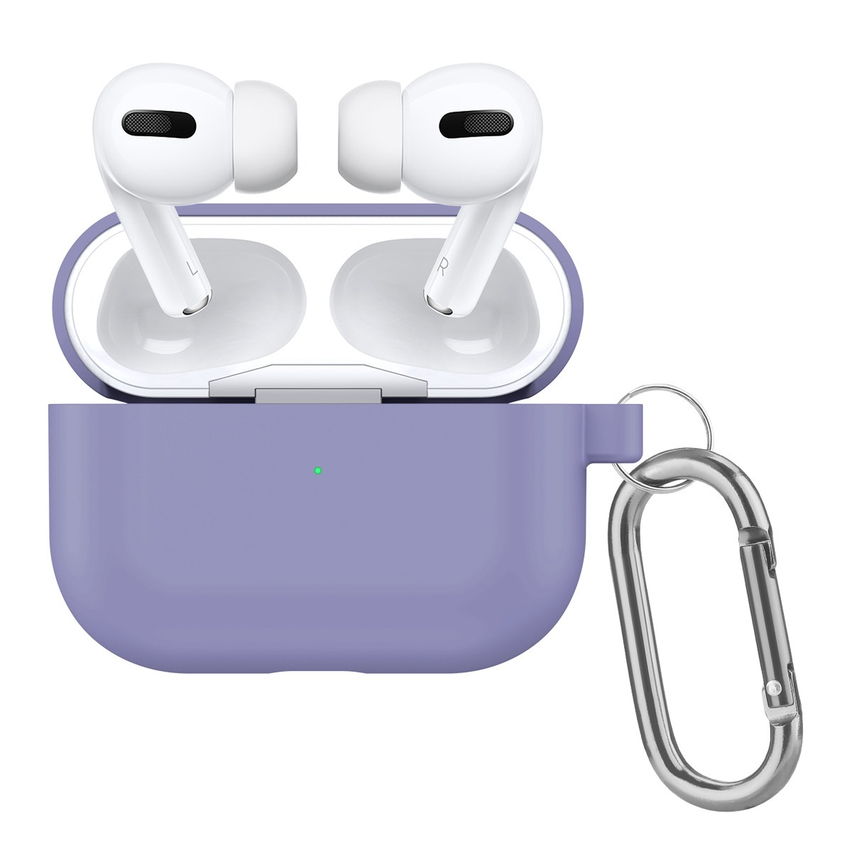 

Чехол силиконовый для Airpods Pro (8), фиолетовый, с карабином