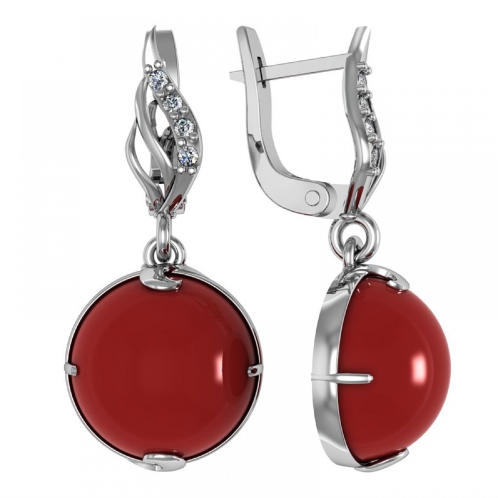 

Серьги подвески из серебра ПРИВОЛЖСКИЙ ЮВЕЛИР 351308-FA11KR26, коралл/фианит, 351308-FA11KR26