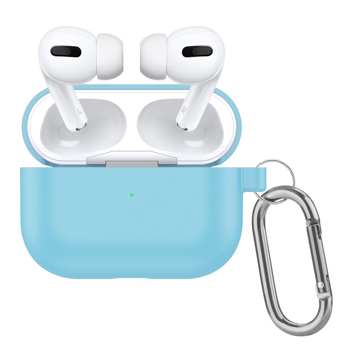 

Чехол силиконовый для Airpods Pro (2), небесно-синий, с карабином