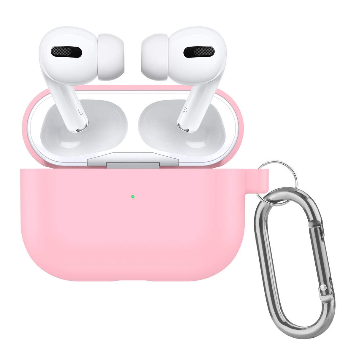 

Чехол силиконовый для Airpods Pro (19), розовый, с карабином
