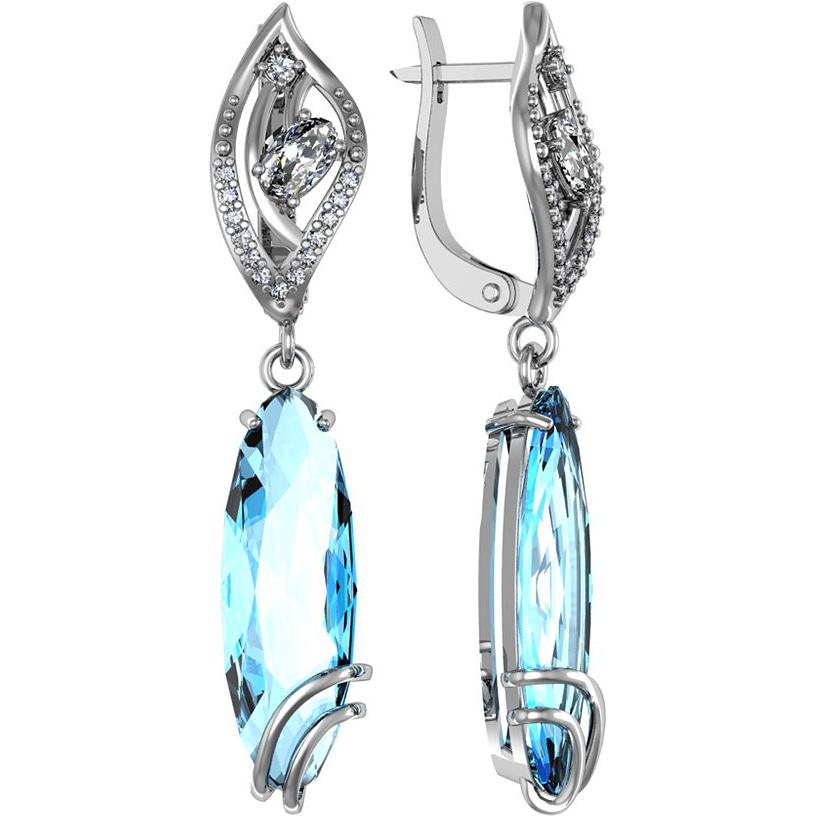 

Серьги подвески из серебра ПРИВОЛЖСКИЙ ЮВЕЛИР 361678-FA11KV01, стекло/фианит, 361678-FA11KV01