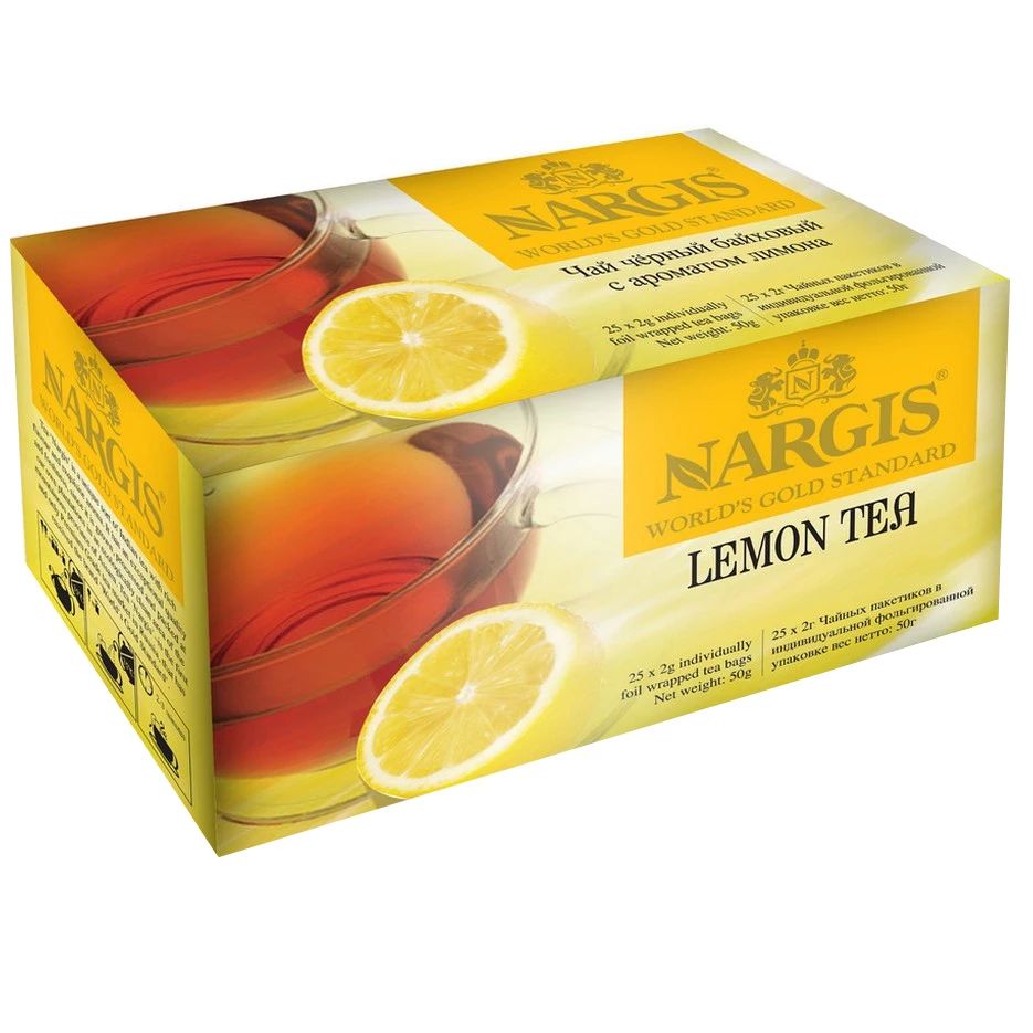 Чай черный Nargis Lemon, с добавками, 25 сашетов