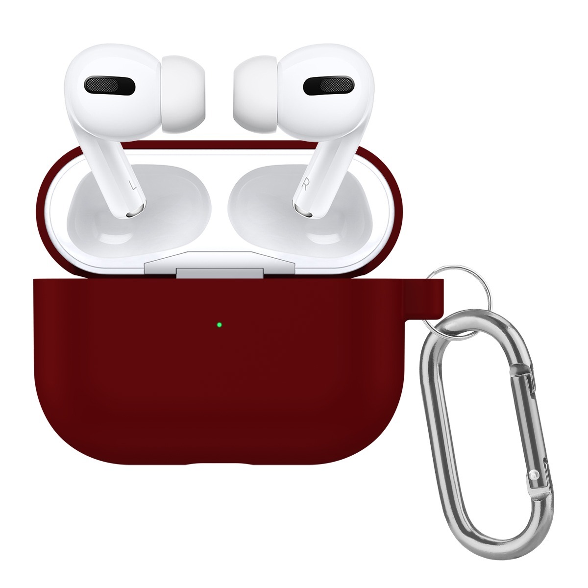 

Чехол силиконовый для Airpods Pro (11), бордовый, с карабином