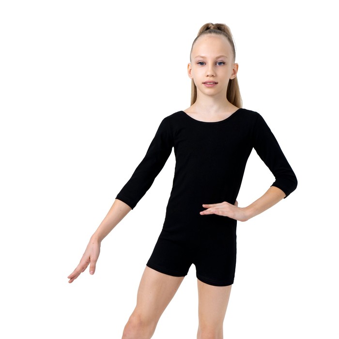 фото Купальник-шорты, рукав 3/4, размер 36, цвет чёрный grace dance