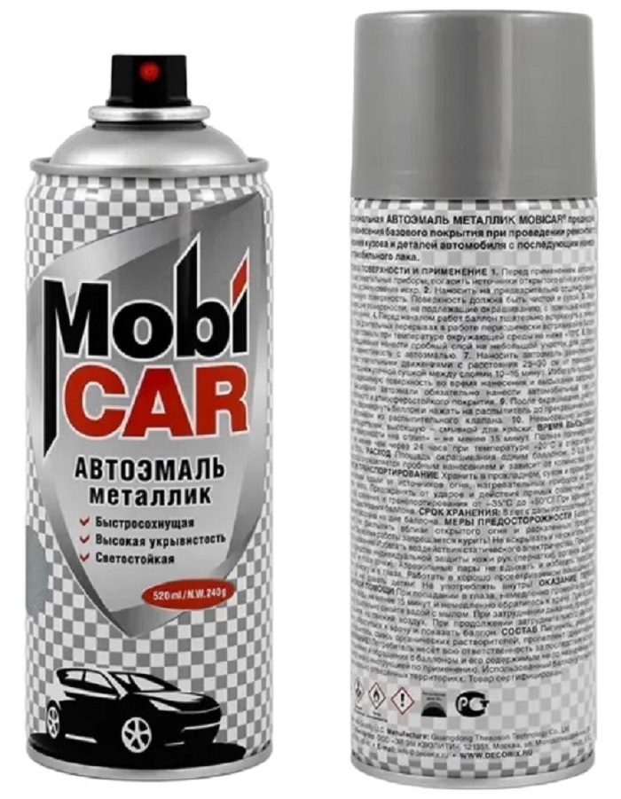 Автоэмаль аэрозольная MobiCAR металлик 520 мл 626 мокрый асфальт 829₽