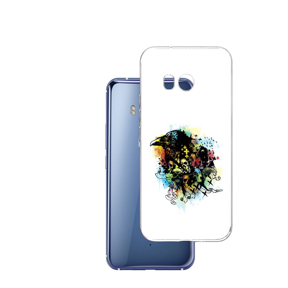 

Чехол MyPads Tocco для HTC U11 ворон и черепа, Прозрачный, Tocco