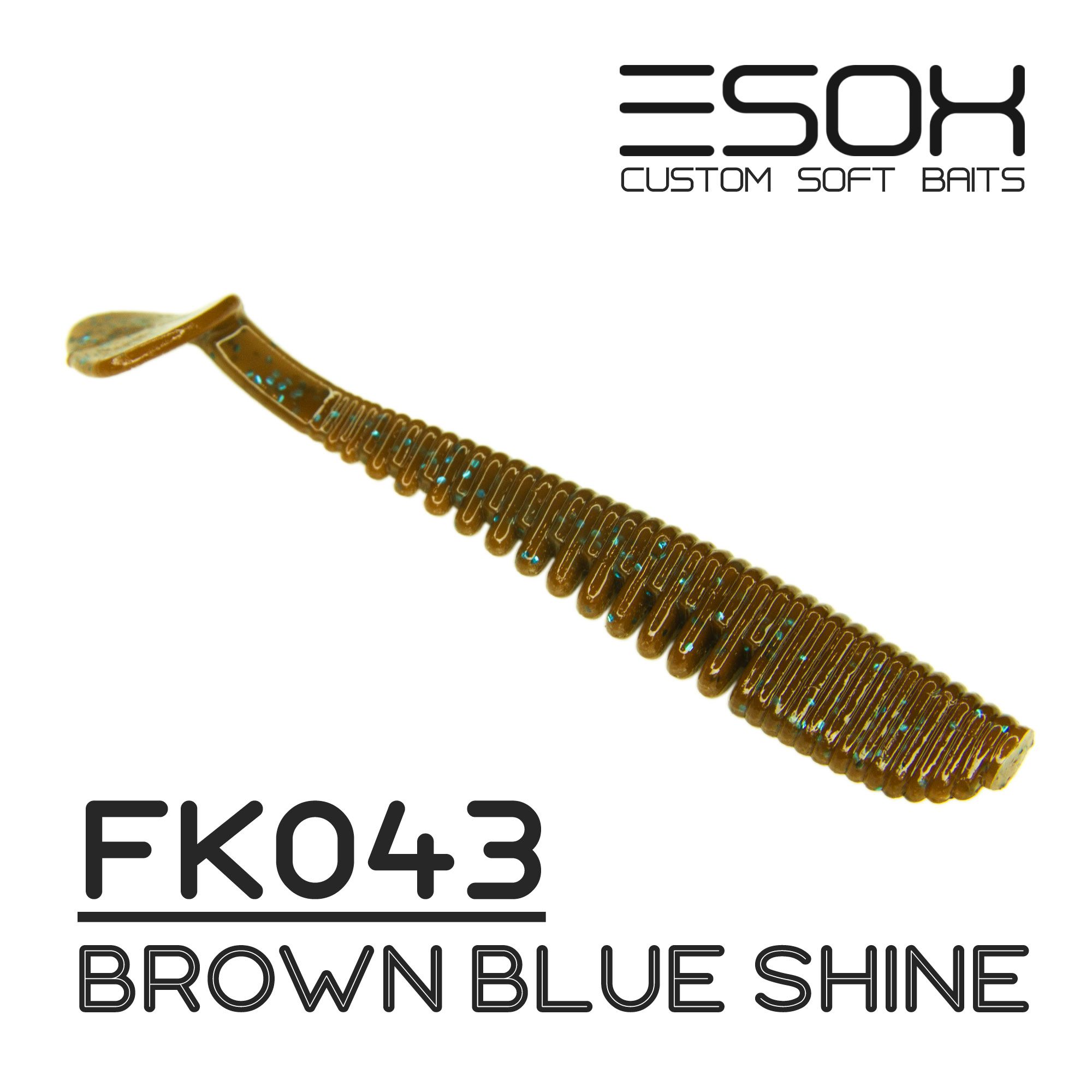 Силиконовая приманка Esox Awanura размером 76 мм, цвет FK043 (Коричнево-Синяя Блестящая), 7 штук.