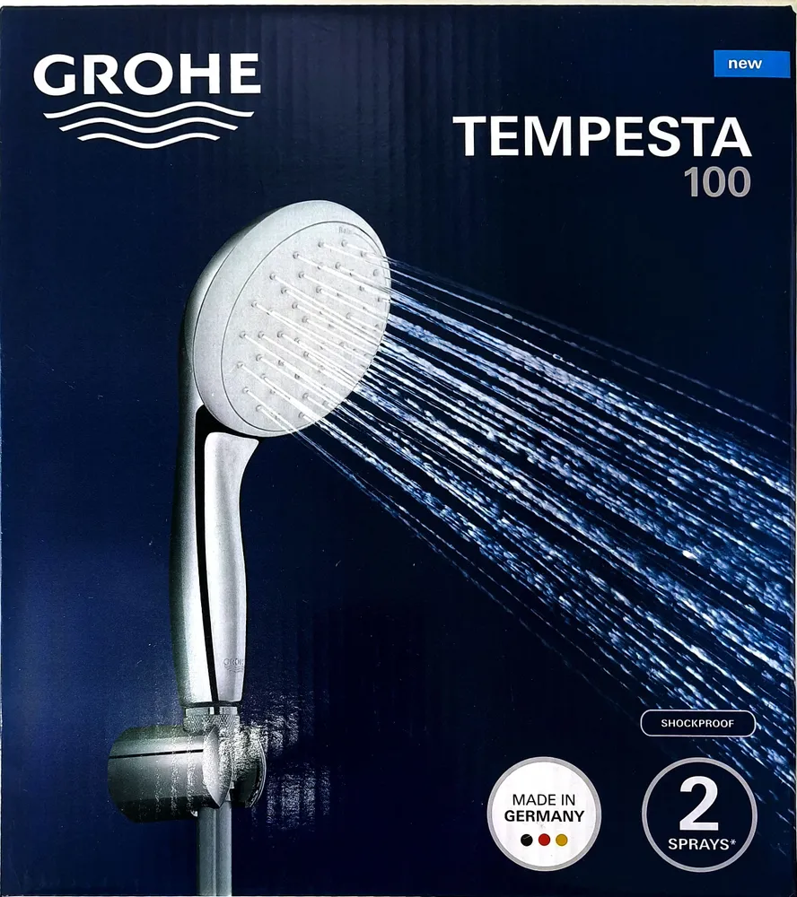 Душевой набор Grohe Tempesta 100 комплект (лейка, шланг, держатель) 600020169770 серебристый