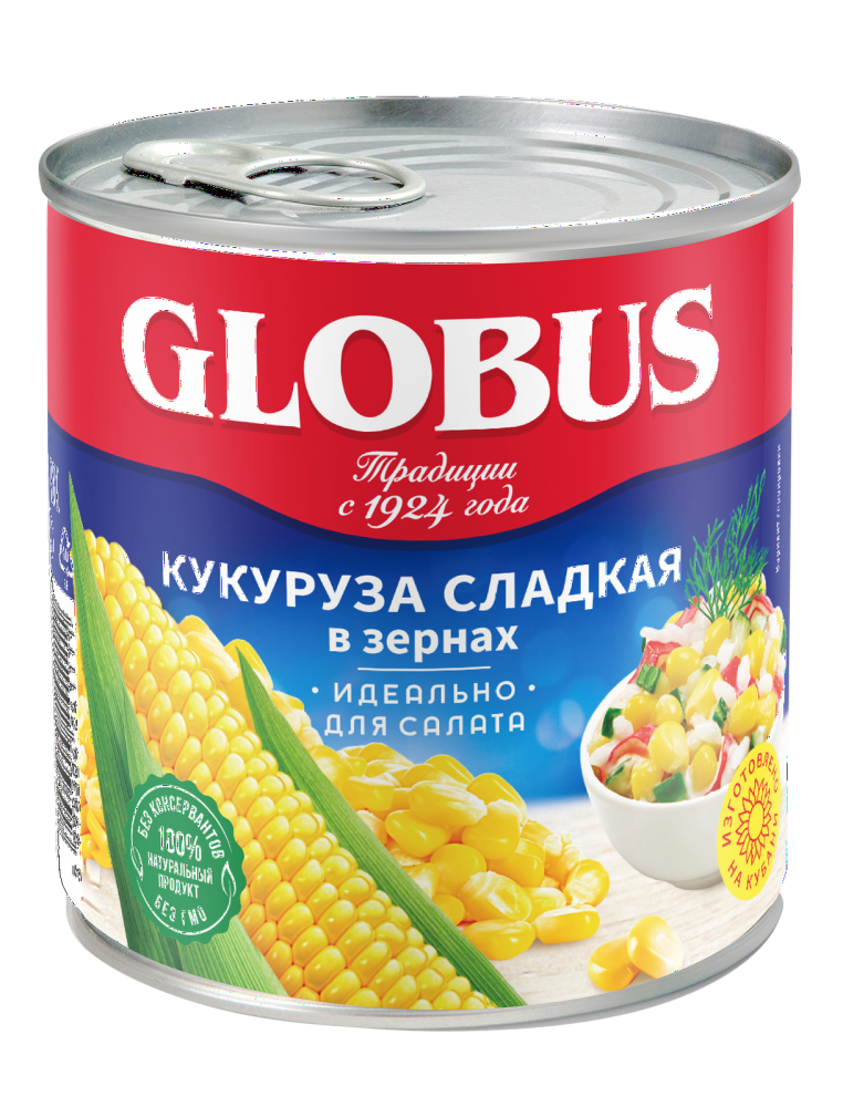 

Кукуруза сладкая Globus консервированная, 12x340 г