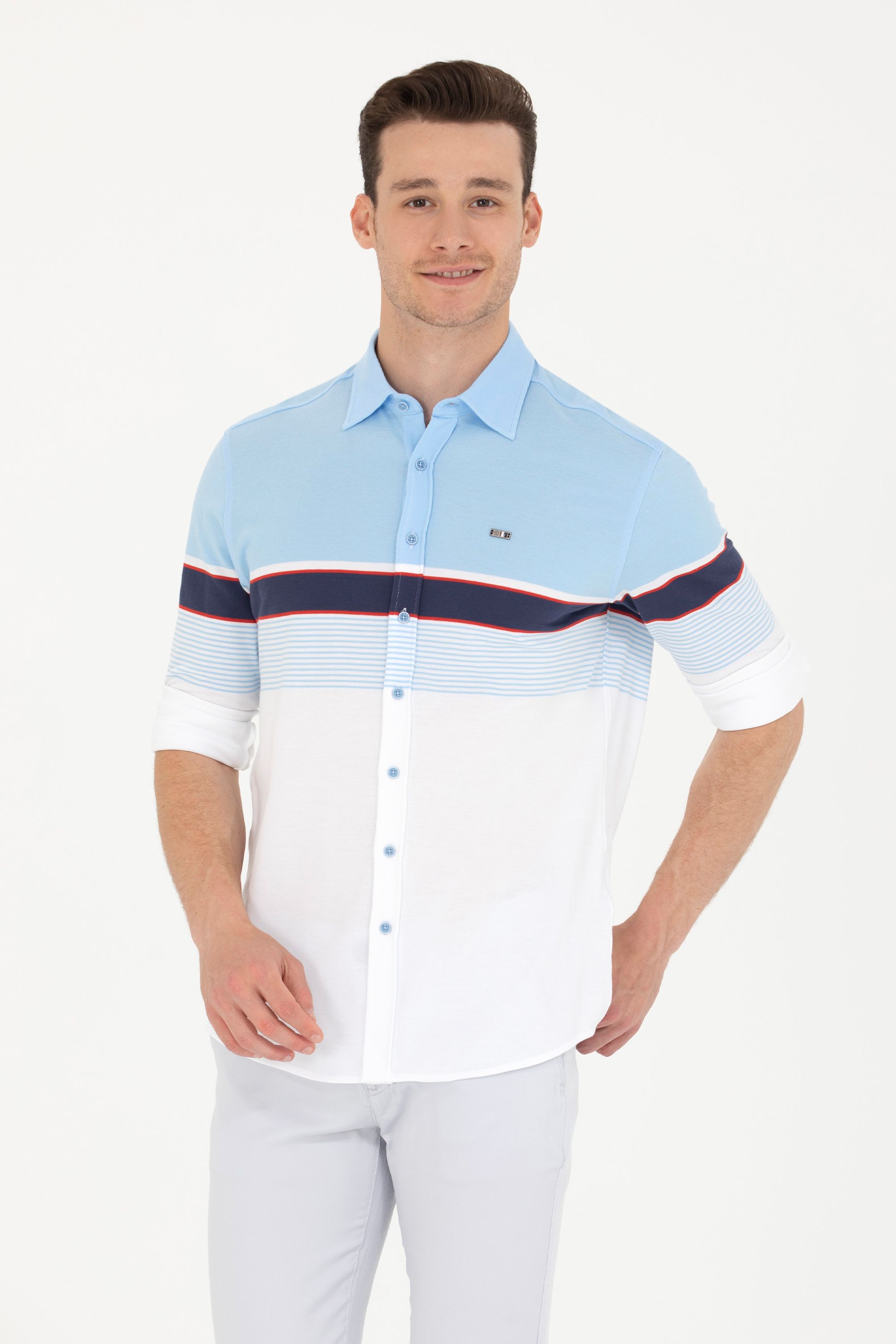 

Рубашка мужская US Polo Assn G081SZ0040ODISE голубая L, Голубой, G081SZ0040ODISE