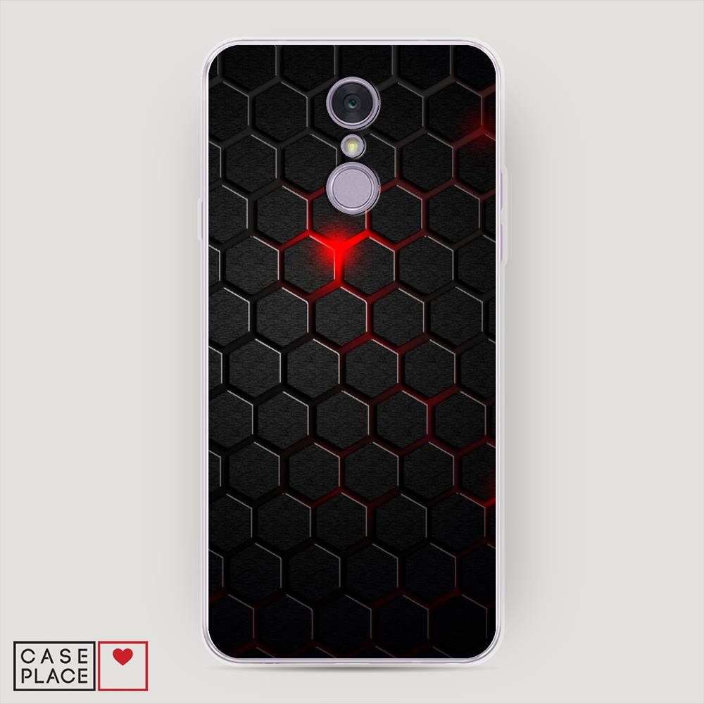 фото Чехол awog "фон соты красные" для lg q7 (plus, alpha)