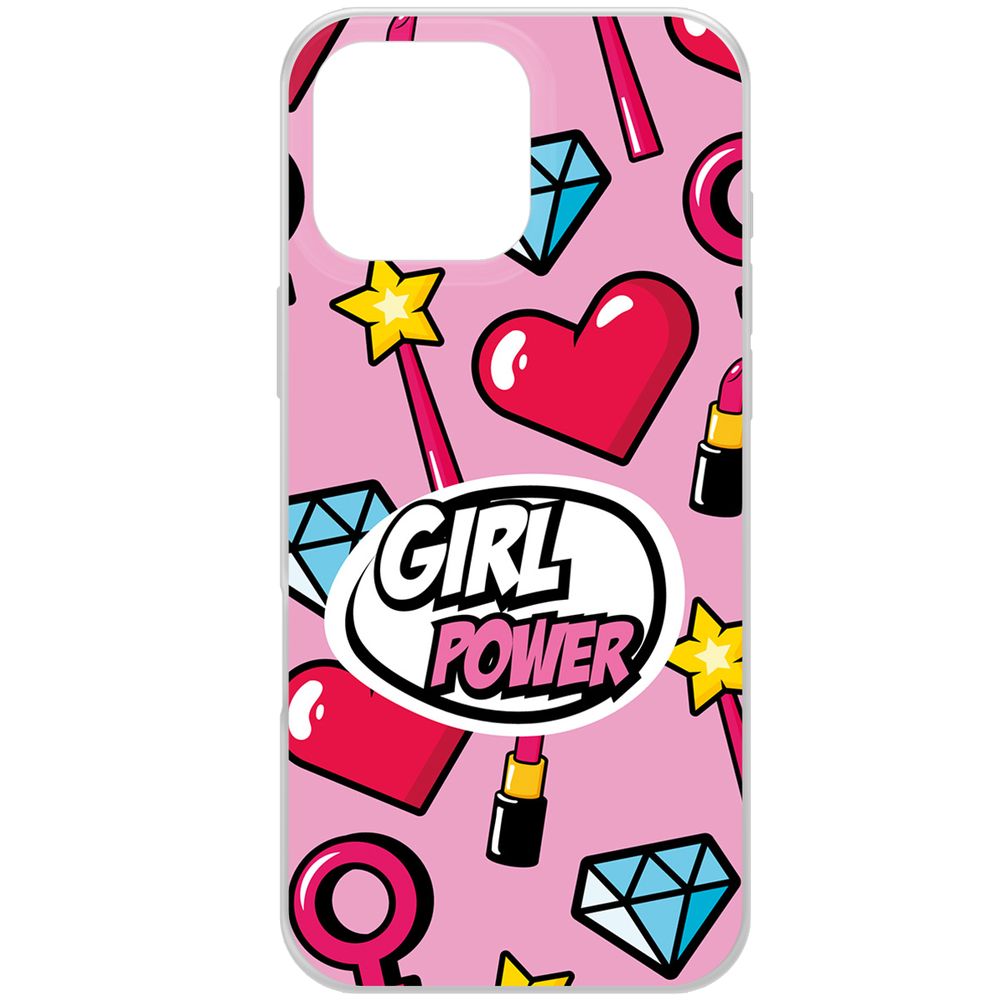 

Чехол-накладка Krutoff Clear Case Girl Power для iPhone 16 Pro Max, Прозрачный