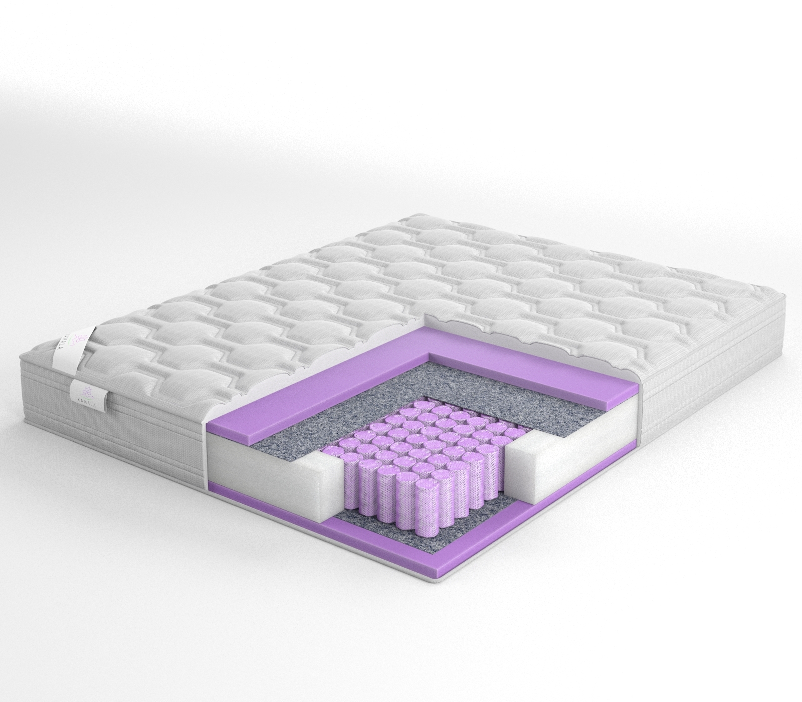 Матрас анатомический KAMALA Balance Эко 110х186 пружинный бежевый,  белый,  серый,  серебристый