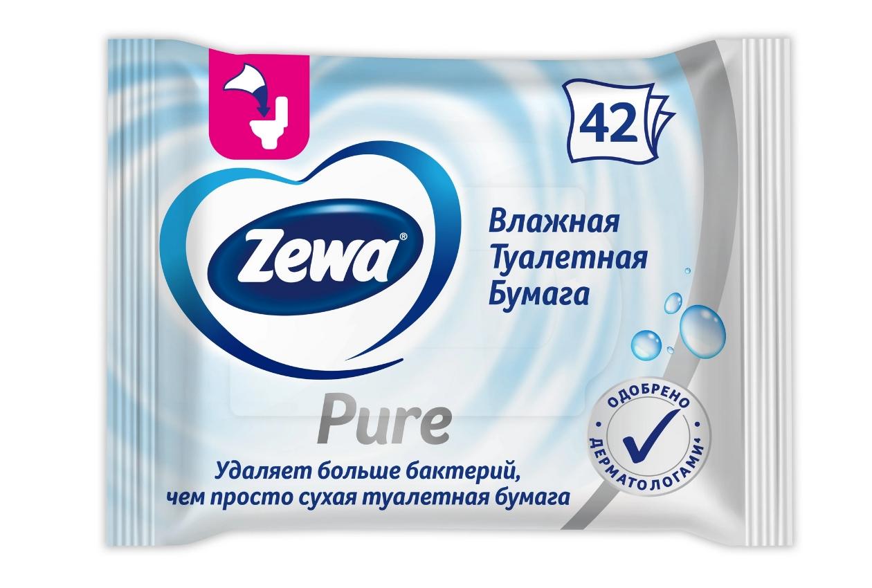 Влажная туалетная бумага Zewa Pure, 42 шт. влажная туалетная бумага для детей reva care 80 шт