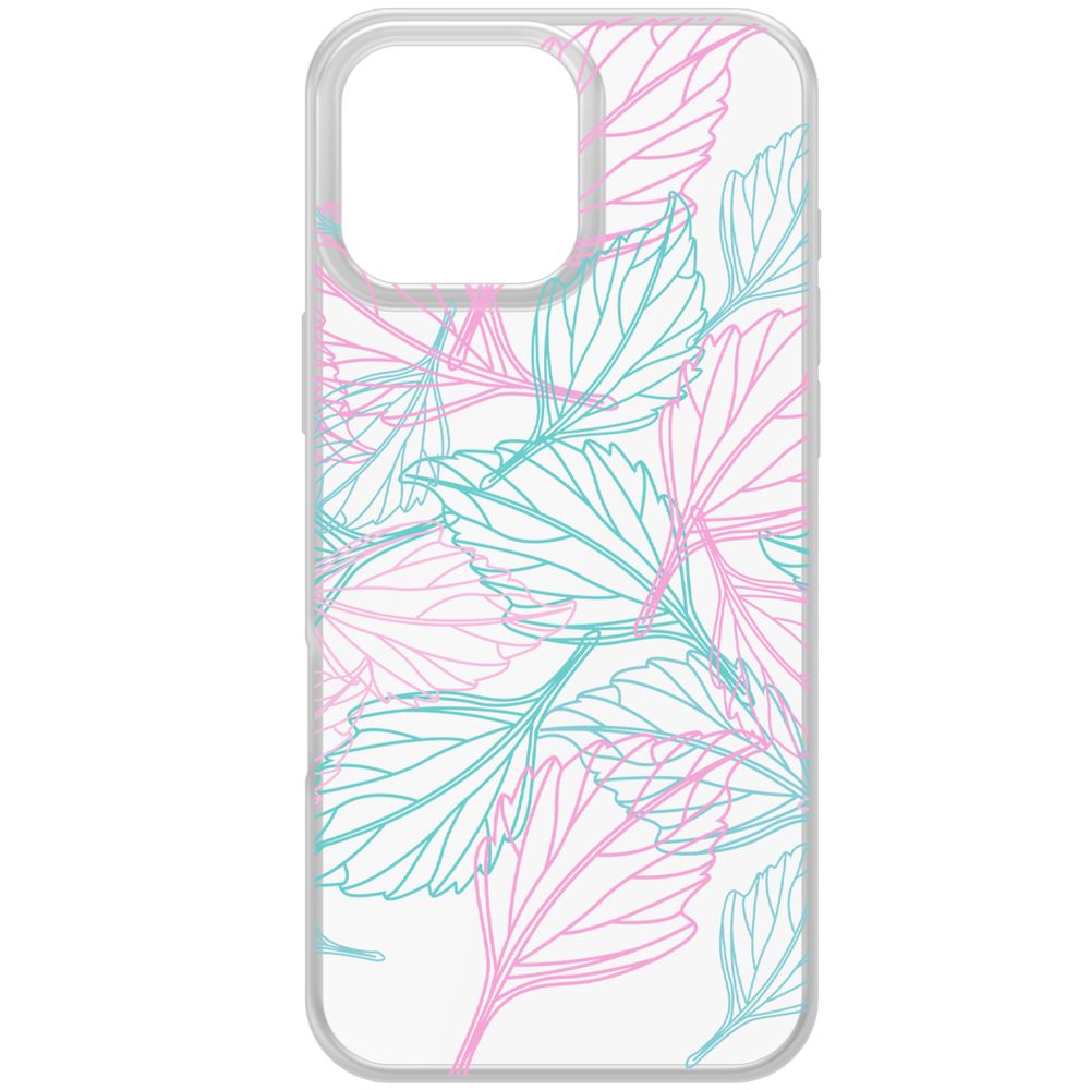 

Чехол-накладка Krutoff Clear Case Листья паттерн для iPhone 16 Pro Max, Прозрачный