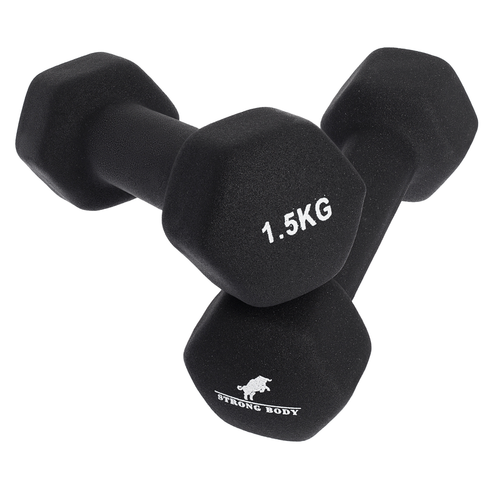 Гантели неопреновые STRONG BODY 1.5 кг 2 шт, черные