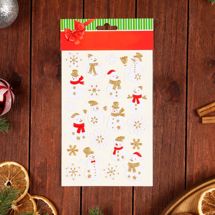 

Наклейки на окна Новогодние снеговики, 25 х 14 см