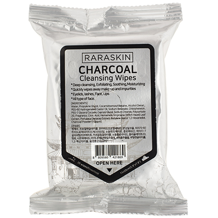 фото Очищающие салфетки raraskin для лица charcoal 30 шт