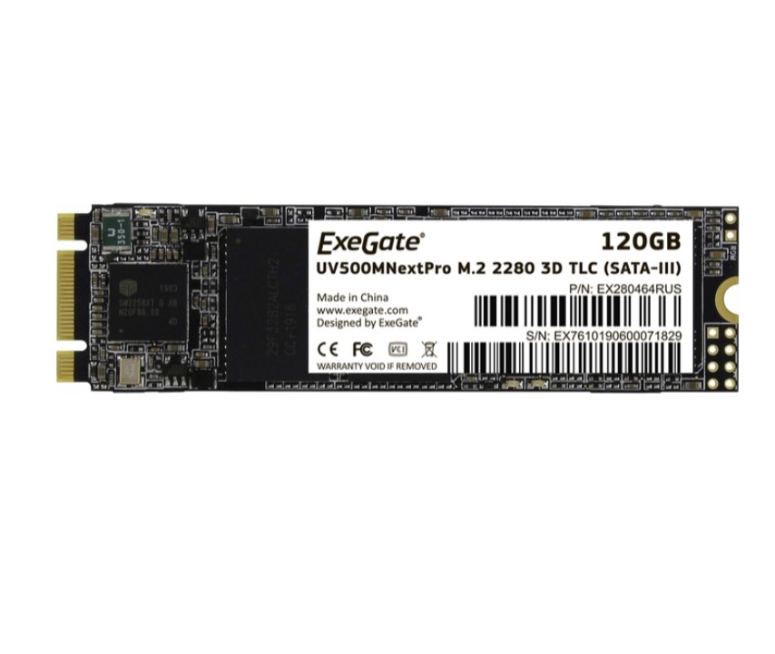 SSD накопитель ExeGate NextPro UV500TS120 M.2 2280 120 ГБ (EX280464RUS*)