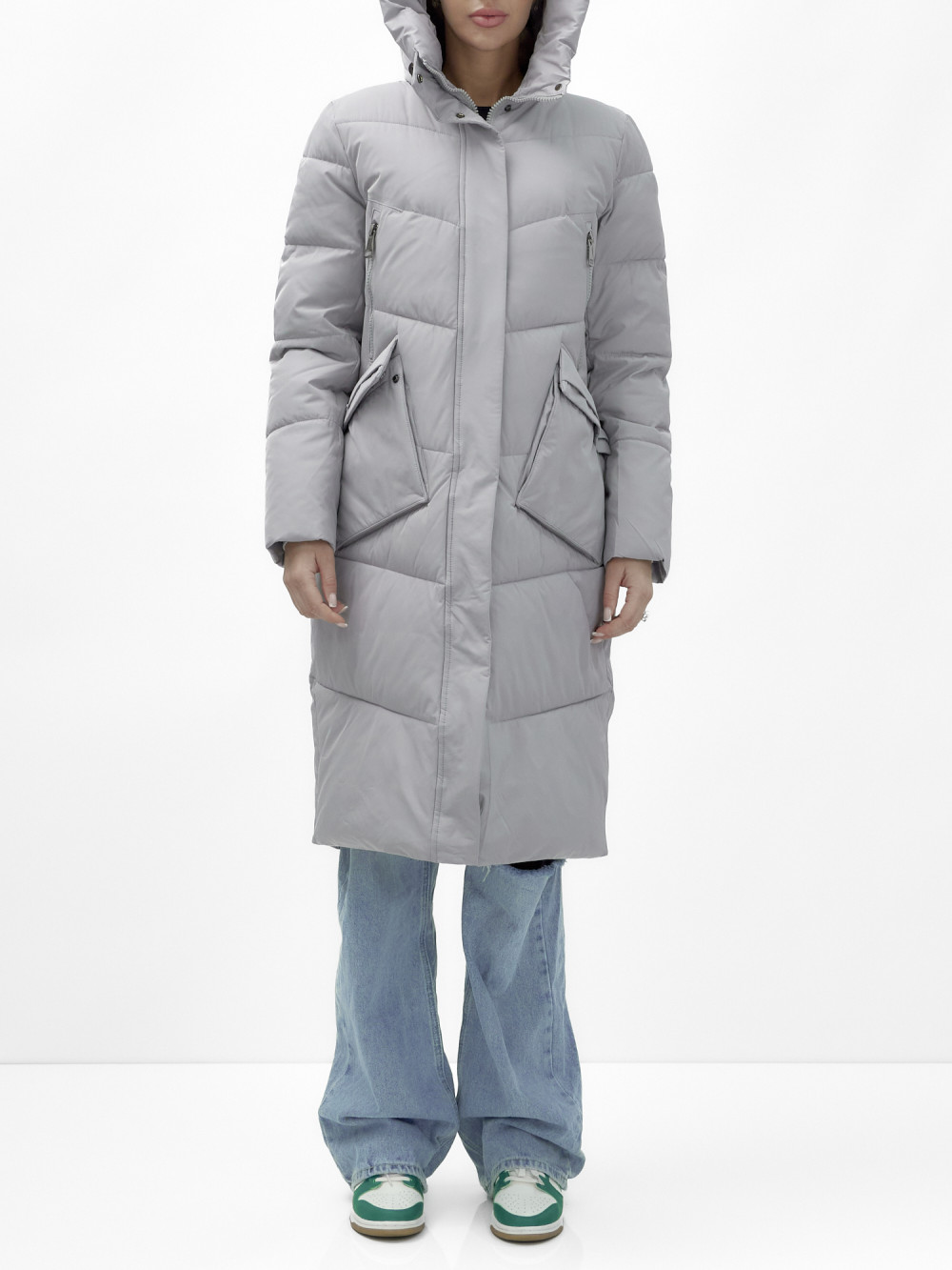 

Пальто женское NoBrand AD9639 серое XXL, Серый, AD9639