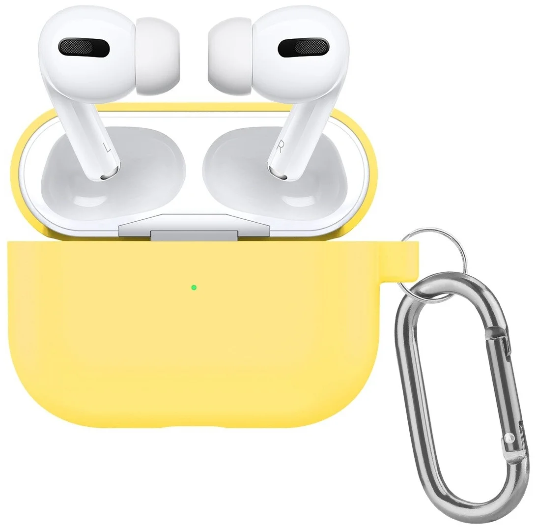 

Чехол силиконовый для Airpods Pro (10), желтый, с карабином