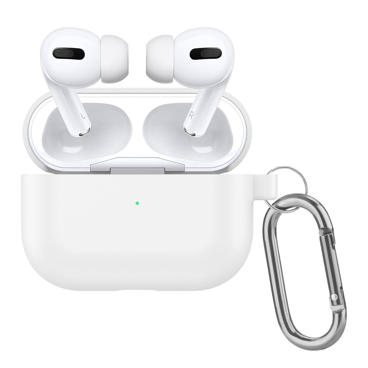 

Чехол силиконовый для Airpods Pro (1), белый, с карабином