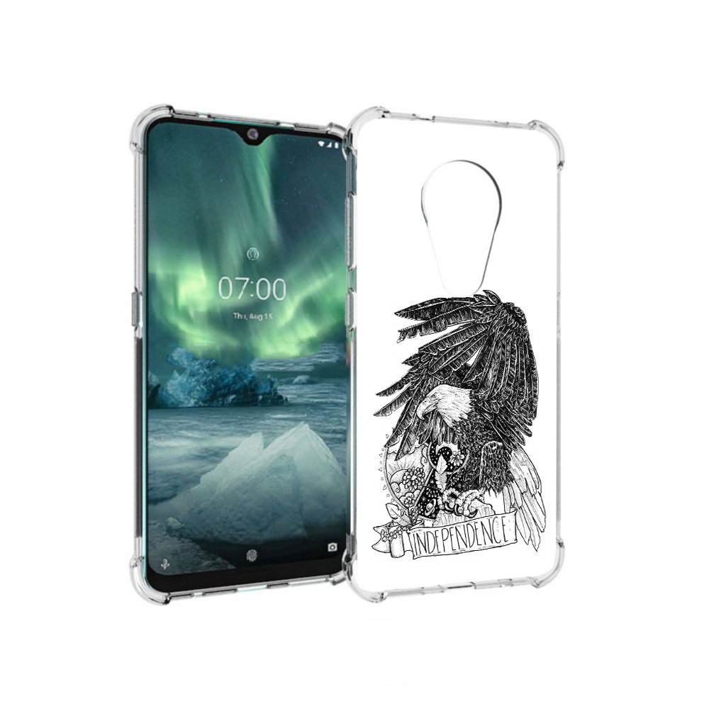 

Чехол MyPads Tocco для Nokia 7.2 черно белый сокол (PT139171.105.688), Прозрачный, Tocco