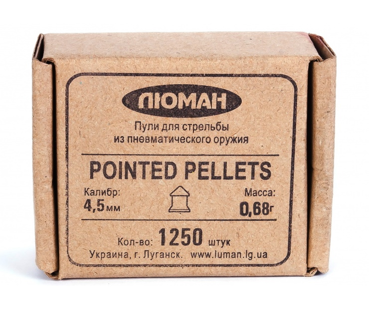 

Пули для пневматики Люман "Pointed pellets", 0,68 г. 4,5 мм. (1250 шт.), Серебристый, Pointed pellets