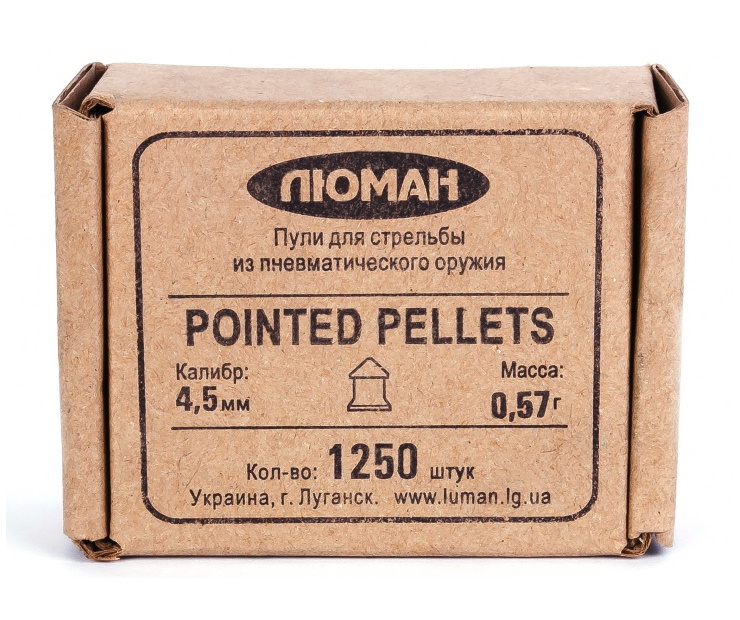 

Пули для пневматики Люман "Pointed pellets", 0,57 г. 4,5 мм. (1250 шт.), Серебристый, Pointed pellets