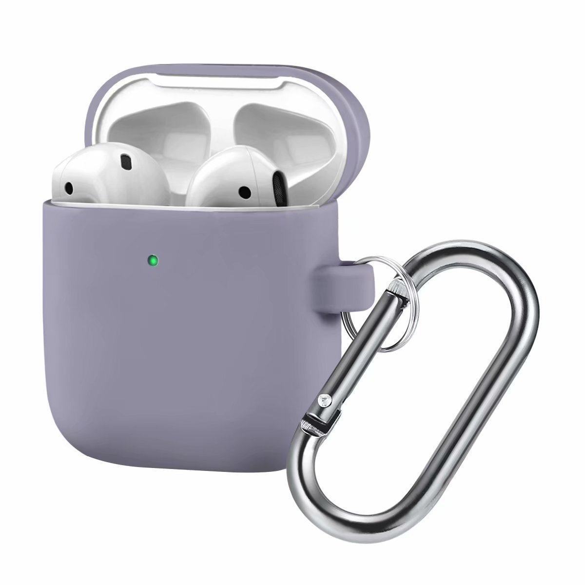

Чехол силиконовый для Airpods 2 (18), лавандовый, с карабином